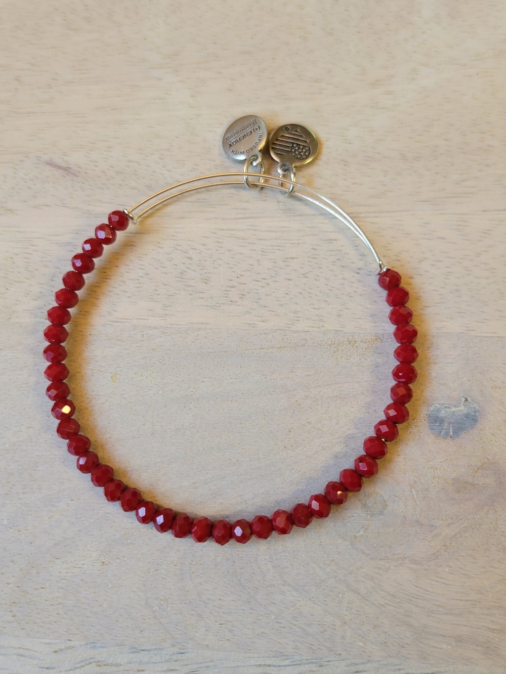 Alex and Ani Red Faceted Bead Expandable Bracelet